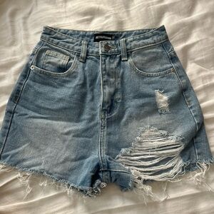 Ripped Denim Blue Shorts / like new, used 1x  - prettylittlethings